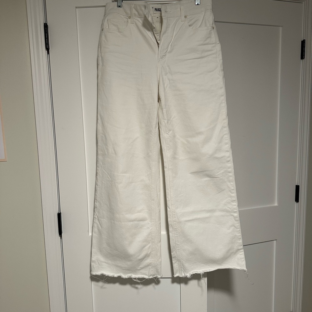 PAIGE Anessa Wide-Leg. Tonal Ecru color. cut to 28” inseam.
